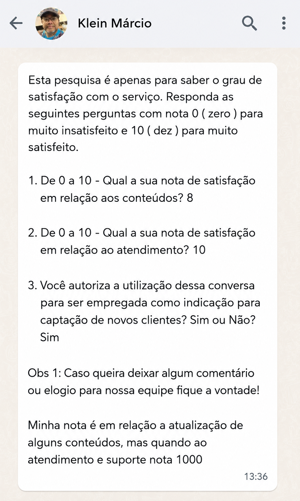 Depoimento de cliente
